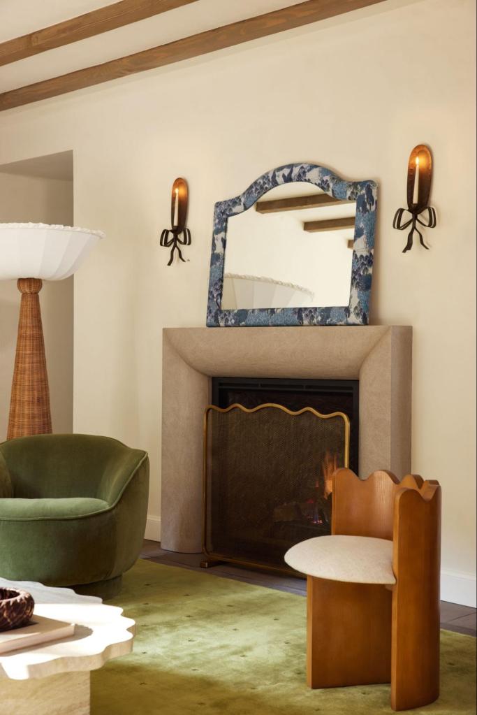 Sarah Sherman Samuel’s “bow” sconces flank a mirror. Photograph: Courtesy of Lulu and Georgia