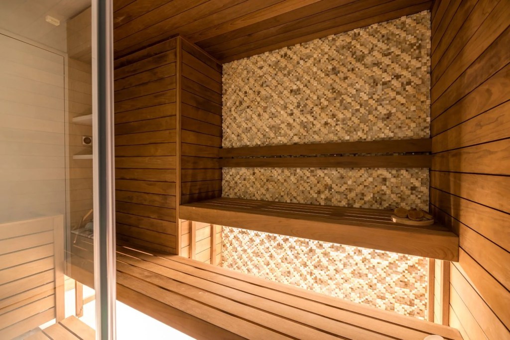 tiled sauna in North Holland home