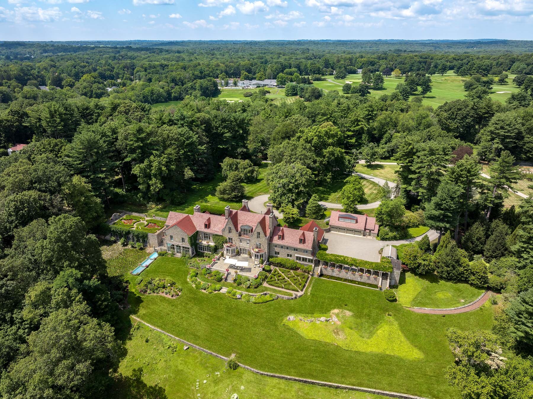 exterior of sprawling European-inspired estate