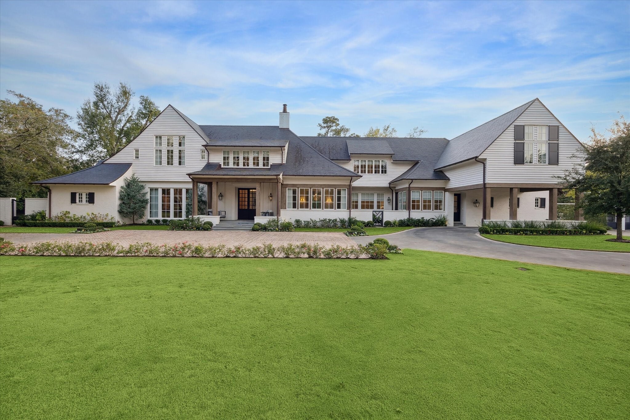 exterior of classically-inspired Houston, Texas home