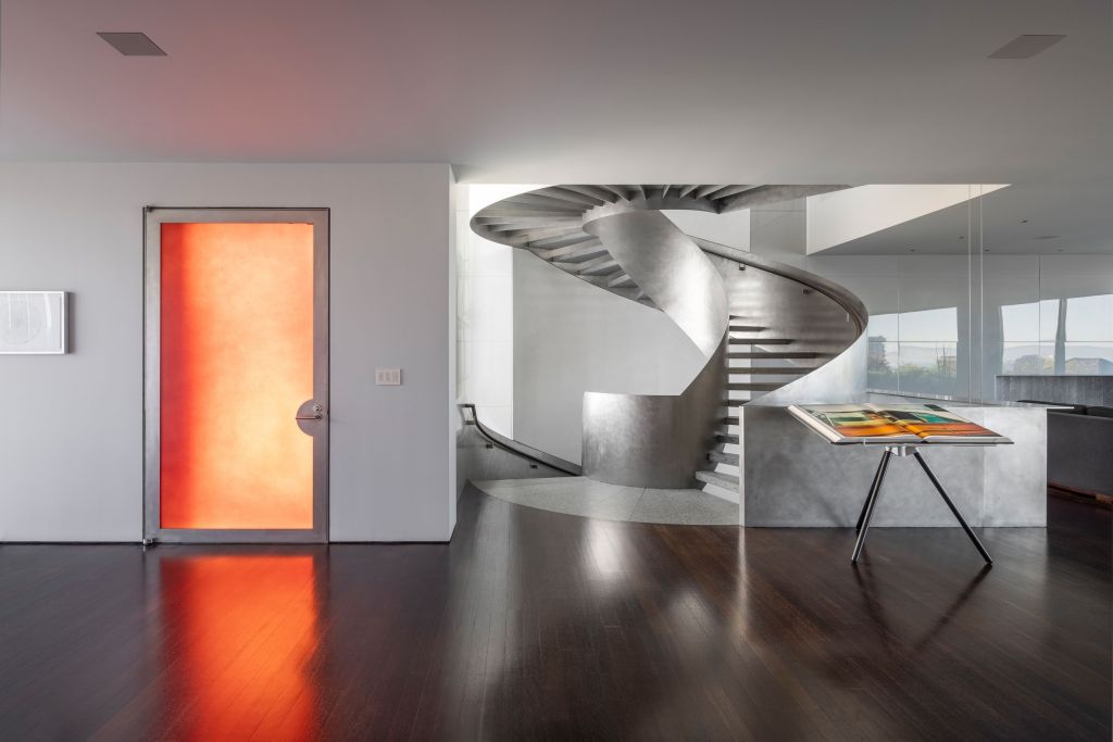 large stainless steel spiral staircase