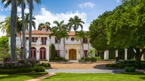 Facade of a Mediterranean-style home in Palm Beach Florida