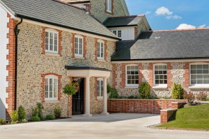 brick and stone exterior of Dorset home