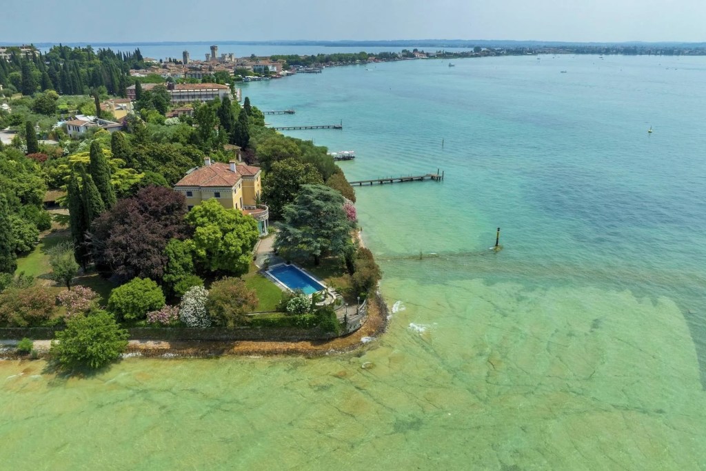 aerial view of waterfront property on Lake Garda in Italy