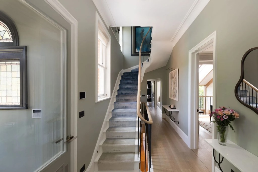 interior staircase and hallway of Ridgway home 