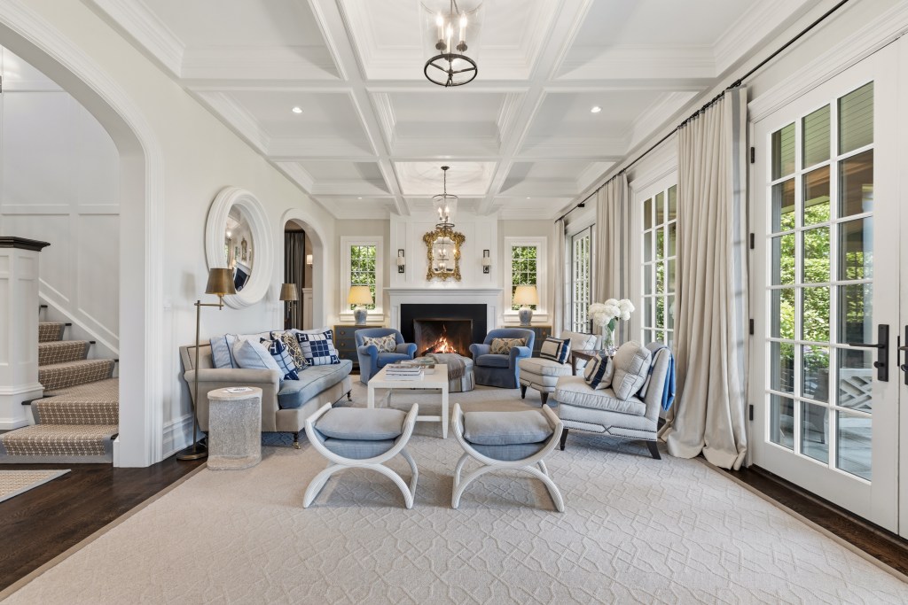 Living country   successful  Greenwich home, each  achromatic  with bluish  accents, and gallic  doors