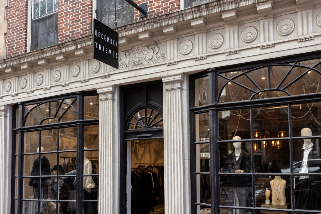 exterior of boutique December Thieves in Beacon Hill, Boston