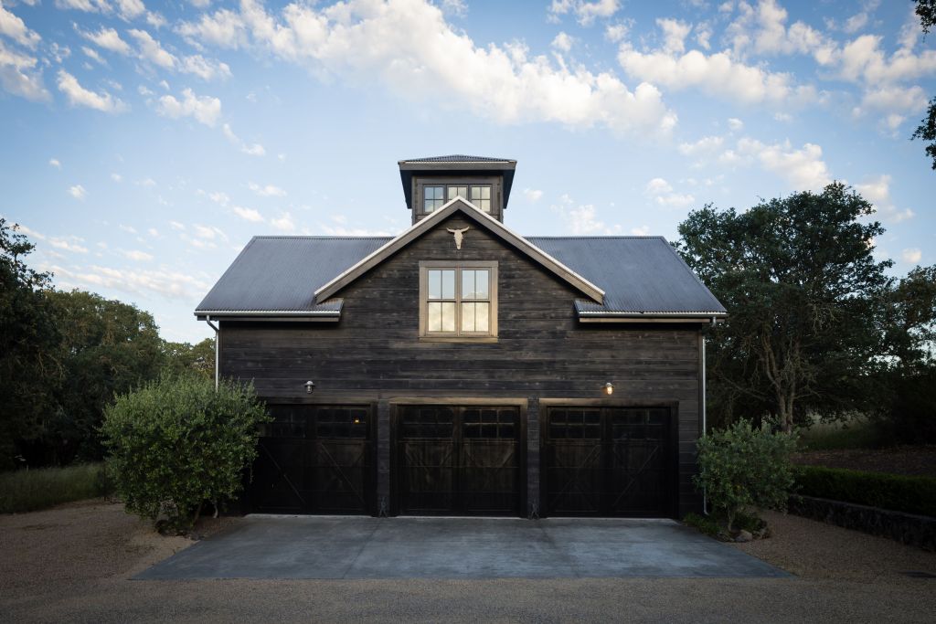 barn garage exterior in wine country estate