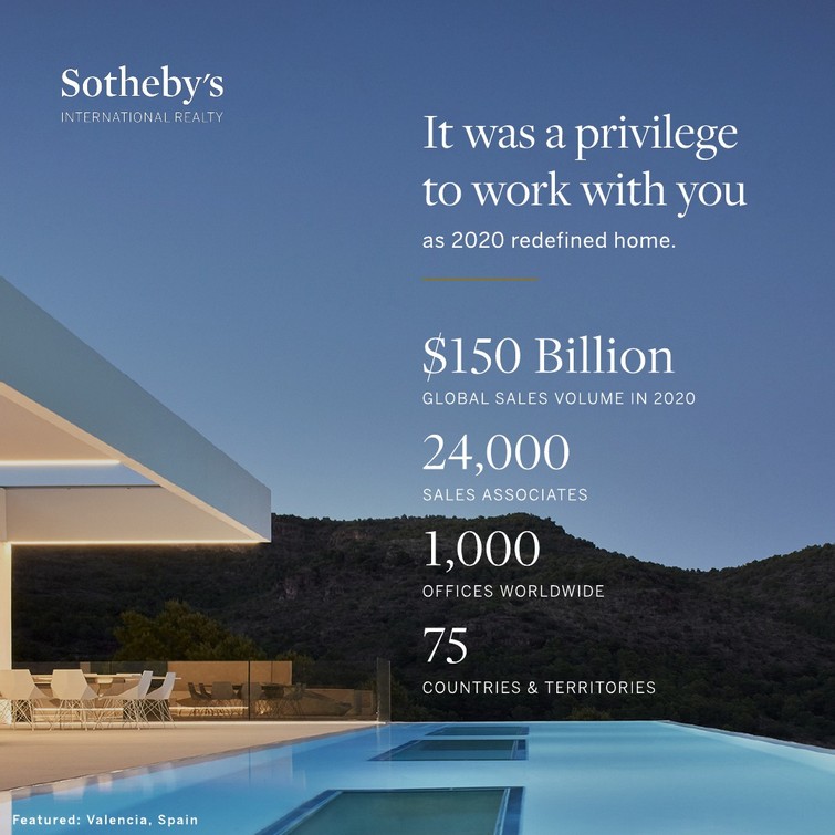 SOTHEBY’S INTERNATIONAL REALTY SEES 32% SALES GROWTH, ACHIEVES $150B IN GLOBAL SALES IN 2020